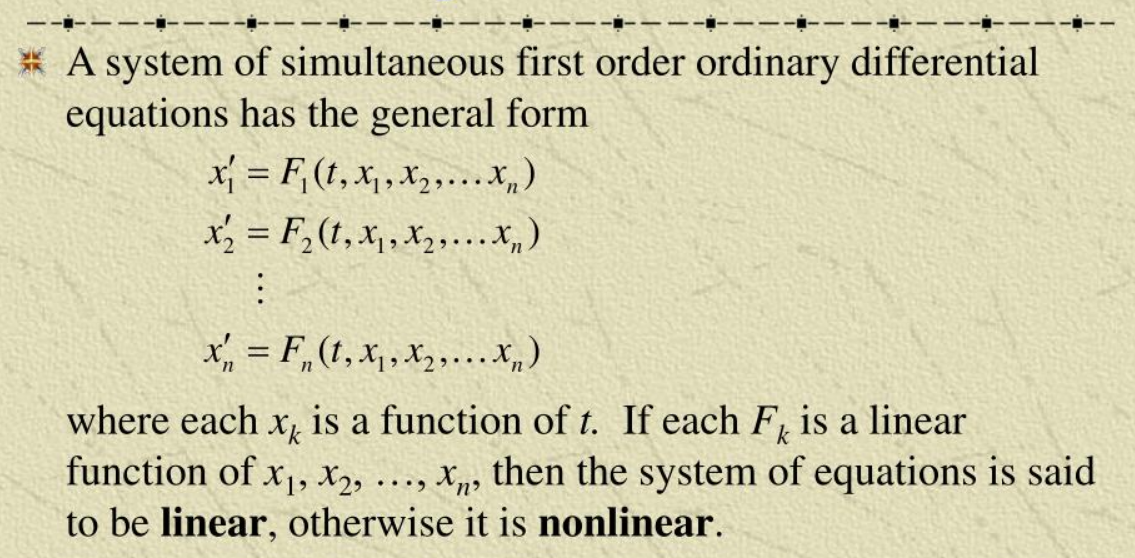 Systems of First Order Linear Equations
